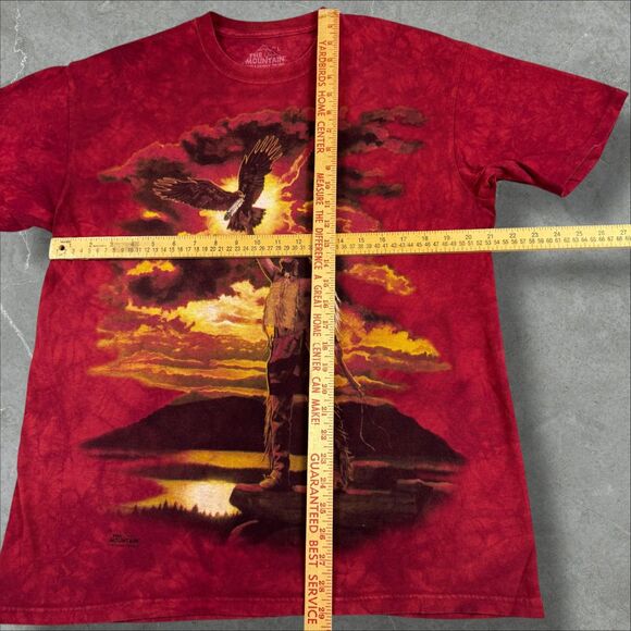 Red Native American Tie Dye The Mountain T-shirt with Eagle Nature Scene - Large - Picture 6 of 7